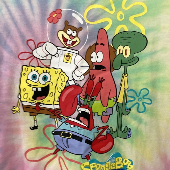 Tie Dye SpongeBob Squarepants Multi Color LS T shirt - Picture 3 of 4